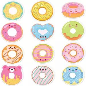 240페이지 도넛 스티커 메모 세트 12개의 디자인 자체 메모장 작성을 위한 귀엽고 다채로운 파티 혜택 연말