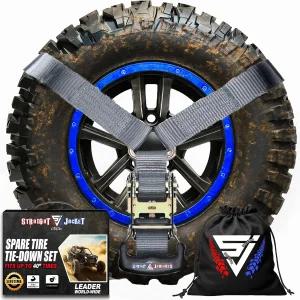 예비 타이어용 Y 스트랩 - UTV 오프로드 액세서리 또는 루프 랙용 헤비 듀티 3 포인트 래칫 스트레이트