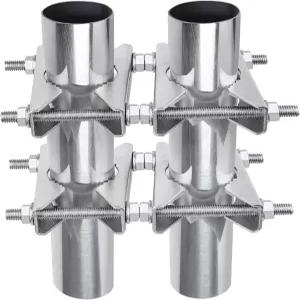 TV CB 햄 안테나 기상 관측소 파이프용 2팩 장착 키트 2인치 폴 대 클램프 헤비 듀티 마스트 브래킷 V 턱