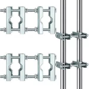 모닝로 2팩 더블 안테나 마스트 투 클램프 브래킷 키트 V-Jaw Block 포함 - 1 -2.5 Od Poles 헤비 듀티 폴