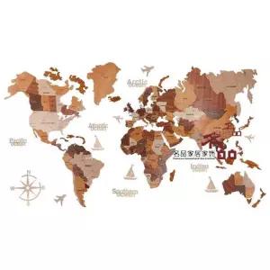 3D 입체 세계지도 원목 여행 벽지 호텔 스티커 벽면 초대형