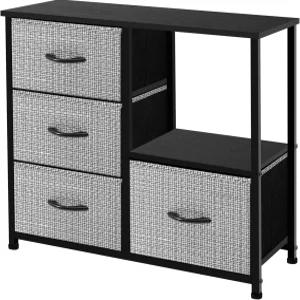 선반이 있는 AZL1 라이프 컨셉 드레서 보관 타워 서랍장 정리함 4개 나이트 스탠드 패브릭 통 침실 거실