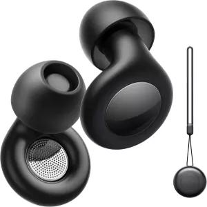 수면 소음 제거용 이어 플러그 8개의 이어팁이 있는 재사용 가능한 실리콘 콘서트 여행 코골이블랙 원