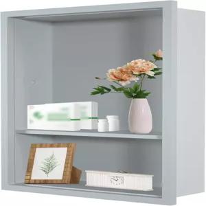 날워트 12인치 x 18인치 오목한 약장 2단 벽 틈새 욕실용 침실 거실 주방 회색 원목