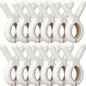 강력한 녹슬지 않는 스프링이 있는 12팩 플라스틱 헤비 듀티 비치 타월 클립 수건을 유지하는 세탁 빨래집게