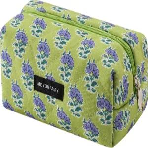 두꺼운 면이 있는 레스티케이브 귀여운 플로럴 퀼트 메이크업 백 지퍼가 달린 부드러운 코켓 화장품 파우치