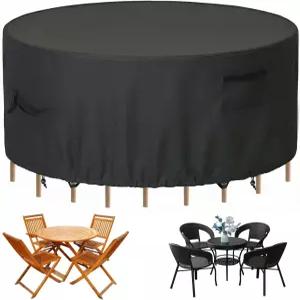 Haige 원형 파티오 가구 커버 54인치 다이아 x 28인치 H 600D 방수 야외 테이블 및 의자 세트 헤비 듀티