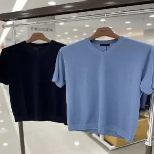 [트루젠]남자 쿨 워셔블 기계세탁 인견 폴리 브이넥 V넥 여름 반팔 니트 티셔츠 2컬러