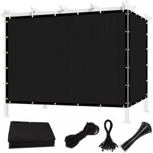 가나가와 90 선쉐이드 천 6피트 X 10인치 블랙 퍼골라 쉐이드 커버 캐노피 그로밋 타프 야외 파티오 현관