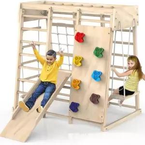 제이코 가정용 정글짐 그네 미끄럼틀 아마존 원목 클라이밍 프레임 그네 미끄럼틀 세트 실내