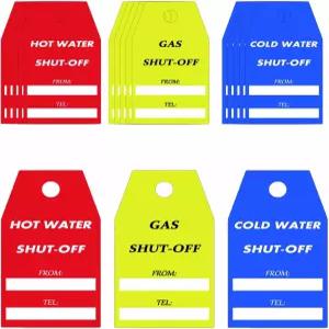 30팩 차단 밸브 태그 찬물 온수 안전 라벨 플라스틱 식별자 배관 식별 파이프 가정용 비즈니스 지하 용광로