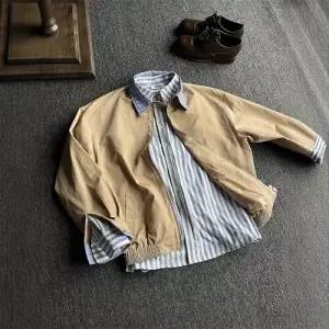 남친 연두 페이크 투피스 재킷 해링턴 자켓 상의 쇼트 코트 OP1