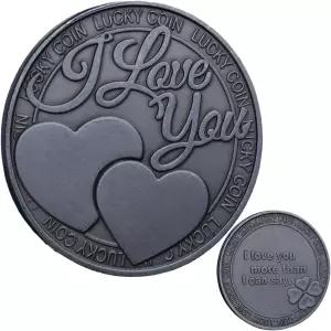 남성의 사랑과 로맨스를 기념하는 하트 모양의 럭키 코인 부적 포켓 축복 친구와 가족을 위한 상서로운