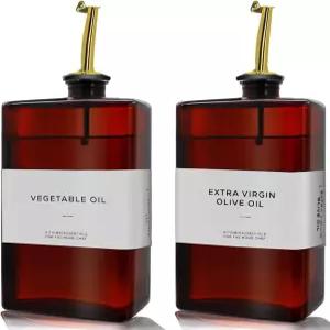 주방용 올리브 오일 디스펜서 병 11.8온스 다크 글래스 자외선 차단 및 식초 세트 드립 프리 파우치 필수품