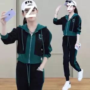 바지 투피스 캐주얼 빈티지 여성용 긴팔세트 얇은 코트 봄가을 세트 트렌드 트레이닝 OP3