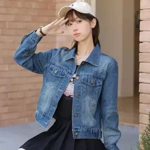 청 여자 봄 빈티지 자켓 솔리드 코트 톱 OP1