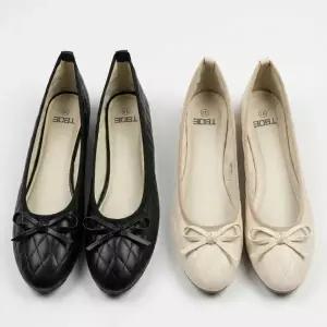 여성 2컬러 사랑스러운 리본 퀼팅 플랫슈즈 단화