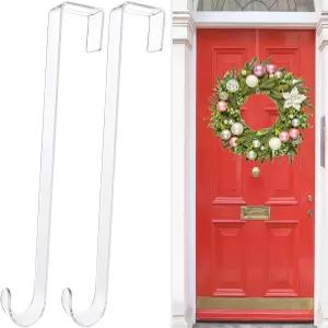 현관문용 화환 걸이 12인치 투명 문 위에 흠집 없이 2팩 부활절 크리스마스 장식 실내 야외 현관 환영