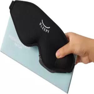 글로우코 3D 수면 마스크 컨투어 100 암막 무압 조절 가능한 스트랩 측면 및 허리 위한 빛 차단 커버 여행