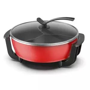 대형 전기냄비 반반냄비 대용량 반반 기숙사 다용도 레드
