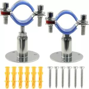 2PCS 304 스테인리스 스틸 벽걸이 천장 설치 파이프 지지대 OD 1 32-34mm 조절 가능한 높이 나사가 있는