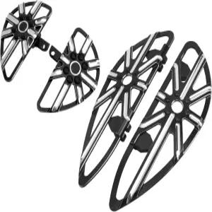 오토바이 플로어보드 세트 운전석 앞 발판 및 뒷좌석 조수석 발 페그 키트 CNC 할로우 스타일 할리 투어링