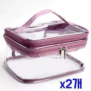 TBZ 투명 2단 다용도 더블지퍼 파우치(인디퍼플) x2개