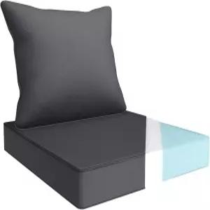 야외 의자 쿠션 세트 19 x 인치 방수 페이드 저항 파티오 가구 손잡이와 조절 가능한 스트랩이 있는 위커