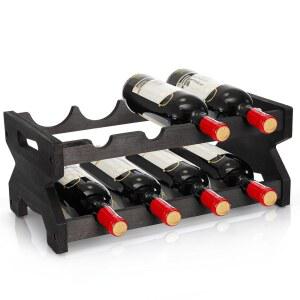 품투스 2단 와인 8병 나무 조리대 선반 프리스탠딩 정리함 테이블탑 절약 보관 진열 공간