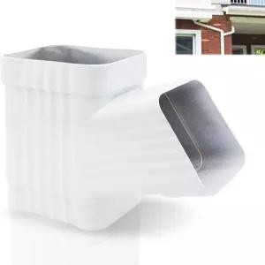 거터 Y 다운스푸트 커넥터 사각 다이버터 레인 익스텐션 빗물 배수구 흰색 2 x 3 인치에 맞습니다