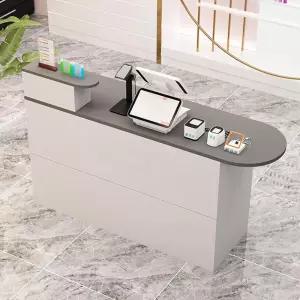 리셉션 데스크 테이블 잠금 서랍이 있는 프론트 카운터 의류 매장용 리테일 사무실용 미니멀리스트 회색