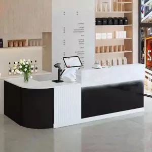 서랍이 있는 모던 살롱 리셉션 데스크 - 로비 및 매장용 스타일리시한 흑백 사무용 카운터 테이블 120cm