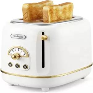 헤이즐 퀸 2-슬라이스 레트로 토스터 6개의 브라우닝 레벨 3가지 기능 - 서리 제거/재열/취소 청소하기