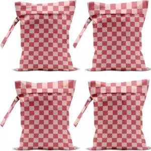 4팩 귀여운 젖은 가방 방수 세척 가능 재사용 마른 수영복 천 기저귀 여행 해변 수영장 요가 체육관 생일