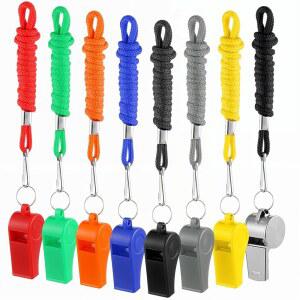 심판, 라이프가드, 학교, 축구, 비상, 스포츠, 스포츠 활동을 컬러풀 8팩의 시끄러운 위한 안전 비상 호루라기, 120dB 파티, 야외 플라스틱 호루라기