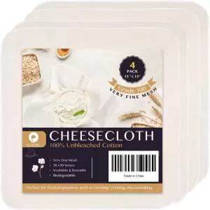프리컷 치즈클로스 15 x 4팩 100등급 스트레인 및 요리용 초미세 천 제조용 100 표백되지 않은 면 머슬린