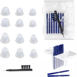 청력 증폭기 액세서리 키트 6가지 크기의 실리콘 이어 돔 왁스 가드 필터 청소 브러시와 드라이버 도구가