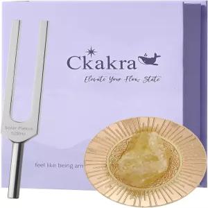 크리스탈 데코 키트가 포함된 카크라 튜닝 포크 솔페지오 에너지 튜너 솔라 플렉서스 차크라용 528Hz