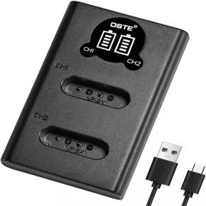 DSTE Dual LCD Battery Charger Compatible with Sony NP-BX1 and Cyber-Shot ZV-1 DSC-HX300 DSC-HX50VB