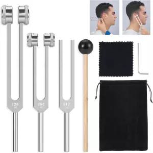 힐링 세트용 튜닝 포크 리플렉스 해머 및 벨벳 파우치가 포함된 128Hz 사운드 테라피 악기 위한 요가 명상