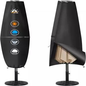 제툼 파티오 우산 커버 - 600D 방수 및 헤비 듀티 지퍼가 달린 야외 대형 파라솔 전천후 보호 태양열