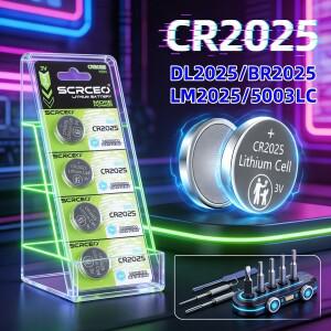 오래 지속되는 CR2025 3V 리튬 배터리 (자동차 리모컨 시계 마더보드 저울 버튼 코인 셀용)