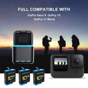 GoPro Hero 11 10 9용 2800mAh 배터리 충전식 리튬 이온 팩 보관함 정리함