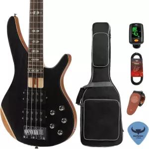 불파이터 엘렘 일렉트릭 베이스 기타 4현 풀사이즈 솔리드 바디 키트 블랙 긱백 스트랩 케이블 DB 포함