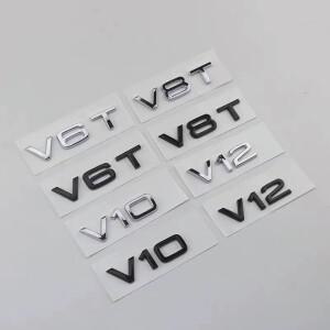 2PCS 3D ABS 문자 배지 스티커 바디 펜더 수하물 Audi V6T V8T V10 재장착 액세서리
