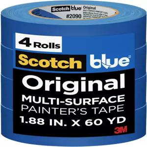 스카치블루 오리지널 멀티 표면 페인트 테이프 1.88인치 x 60야드 롤 4개 파란색 보호하고 실내외에서 쉽게