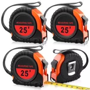 Xuhal 4피스 25피트 테이프 측정용 대용량 접이식 성인 엔지니어 데코레이터 표준 인치 및 미터법을 위한