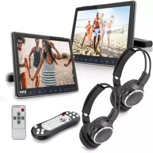 파일 유니버설 카 듀얼 헤드레스트 모니터 - 무선 헤드폰이 장착된 9.4인치 차량용 멀티미디어 CD DVD