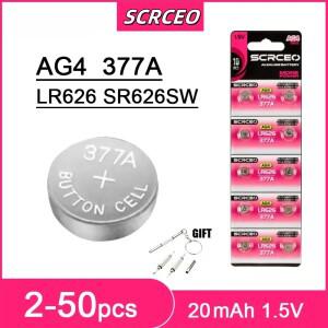 2-50개 20mAh AG4 LR626 1.5V 알카라인 버튼 배터리 377 177 626A CX66W 장난감 계산기 자동차 키 시계 셀