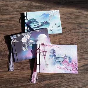 빈티지 수제 실로 묶인 천책 빈티지 천 커버 저널 여행용 서예 다이어리 선물